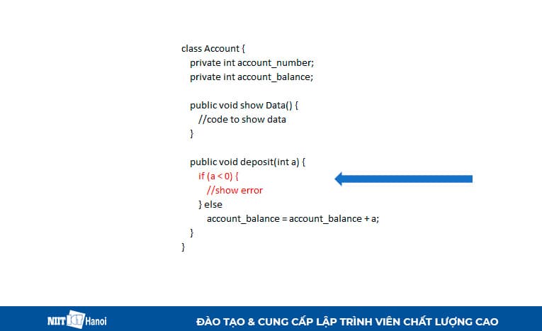 Ví dụ về Encapsulation trong Java OOP: Kiểm tra giá trị âm