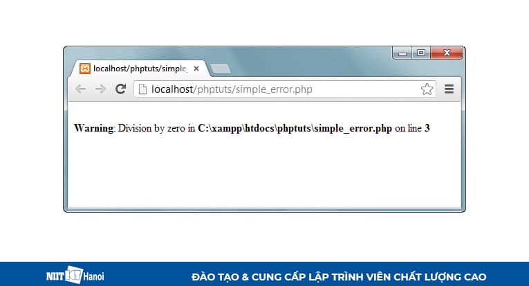 Ví dụ về lỗi đơn giản trong chương trình PHP